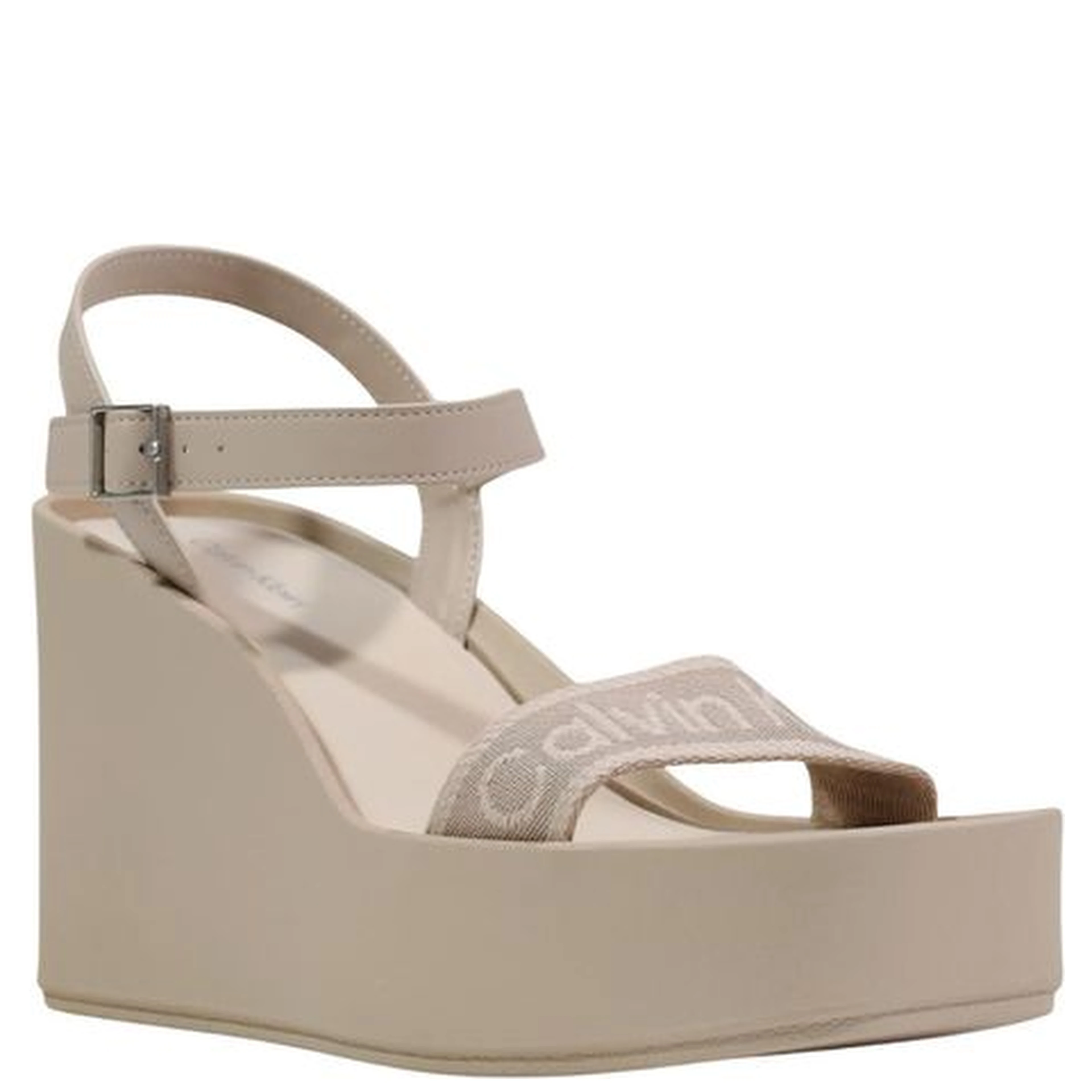 Beige Polyethylene Platform Sandals