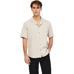 Beige Cotton Shortsleeve Shirt