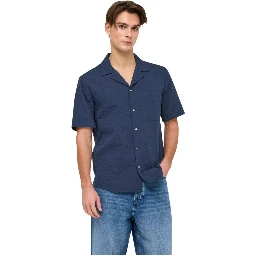 Blue Cotton Shortsleeve Shirt