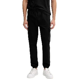 Black Cotton Casual Pants