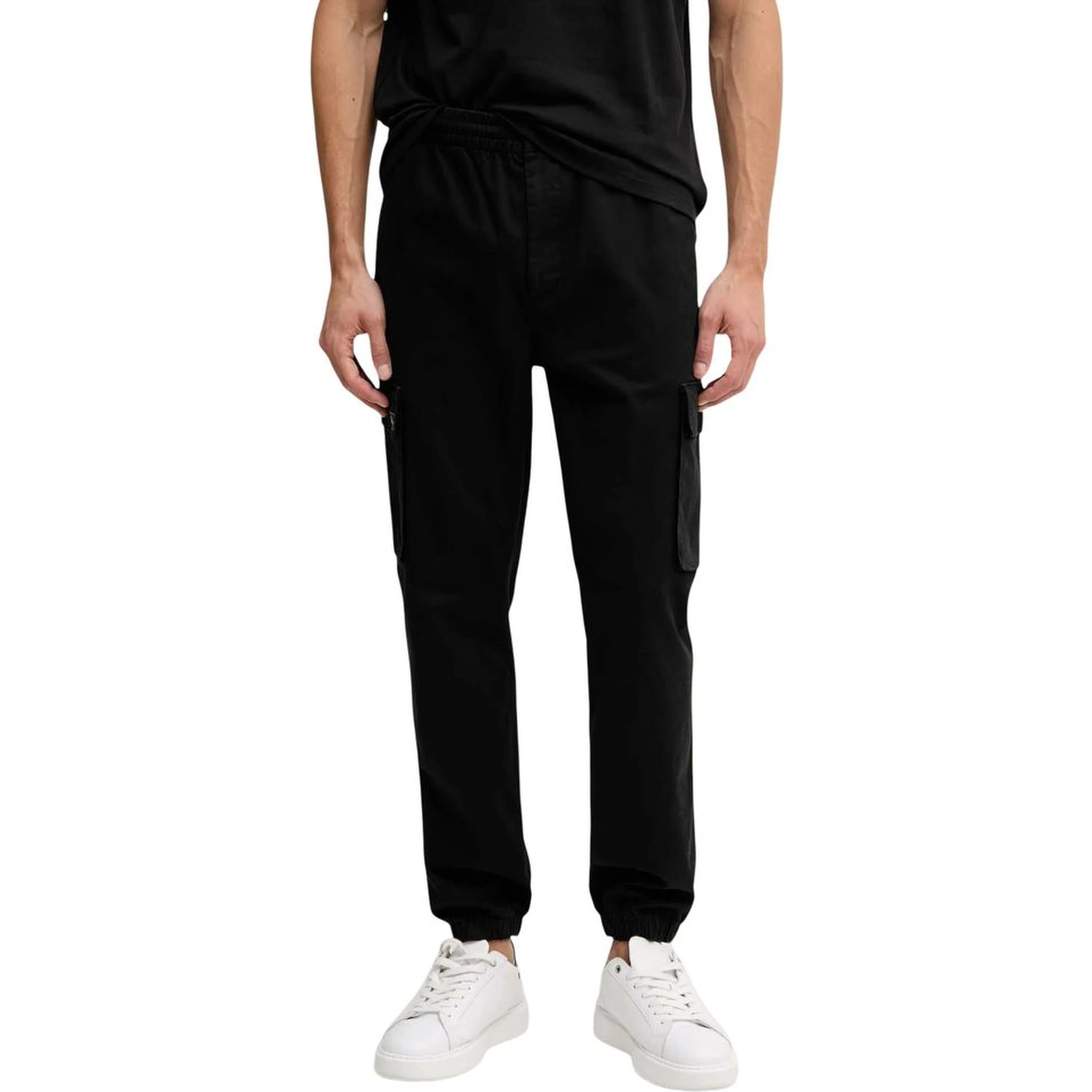 Black Cotton Casual Pants