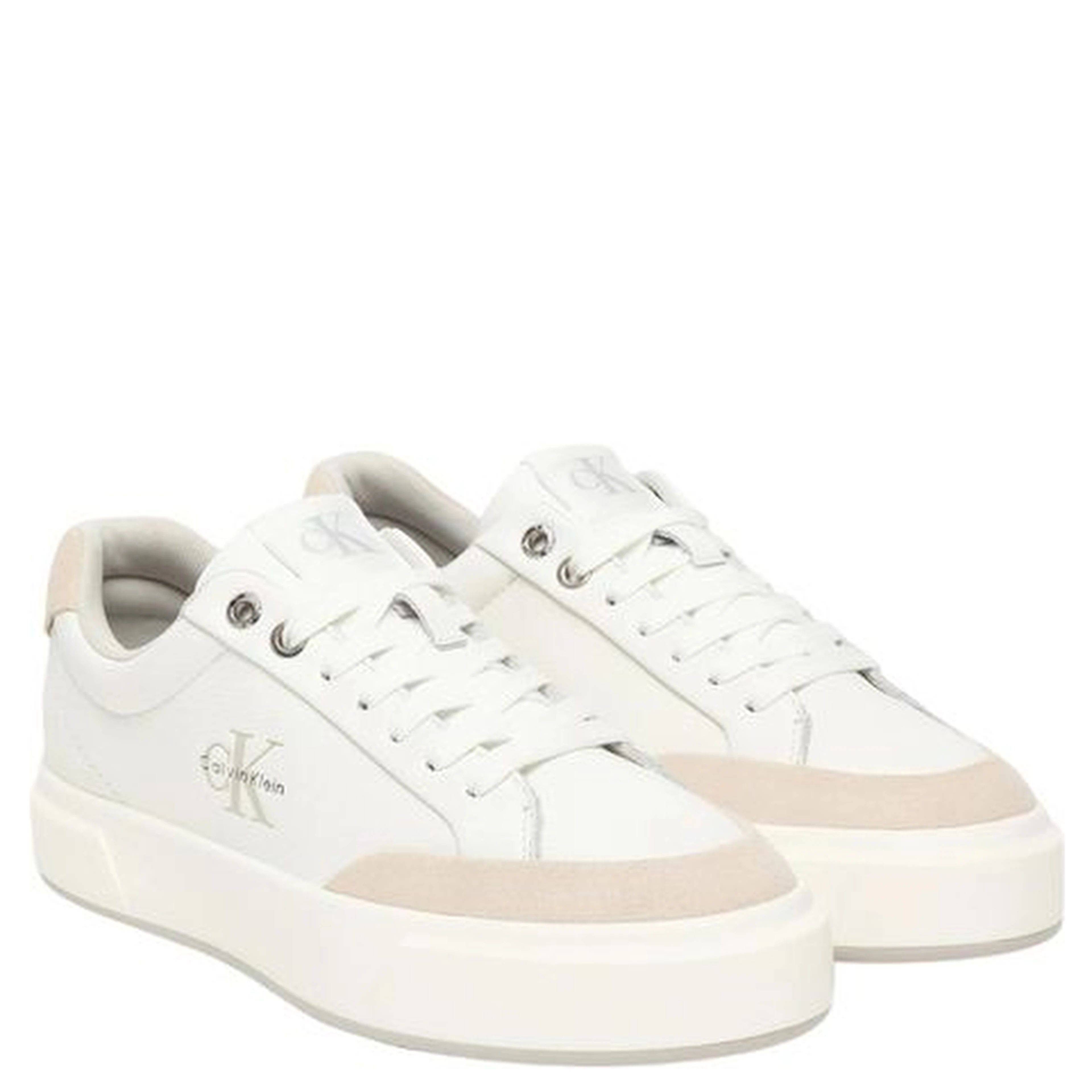 White Leather Low Top Sneakers