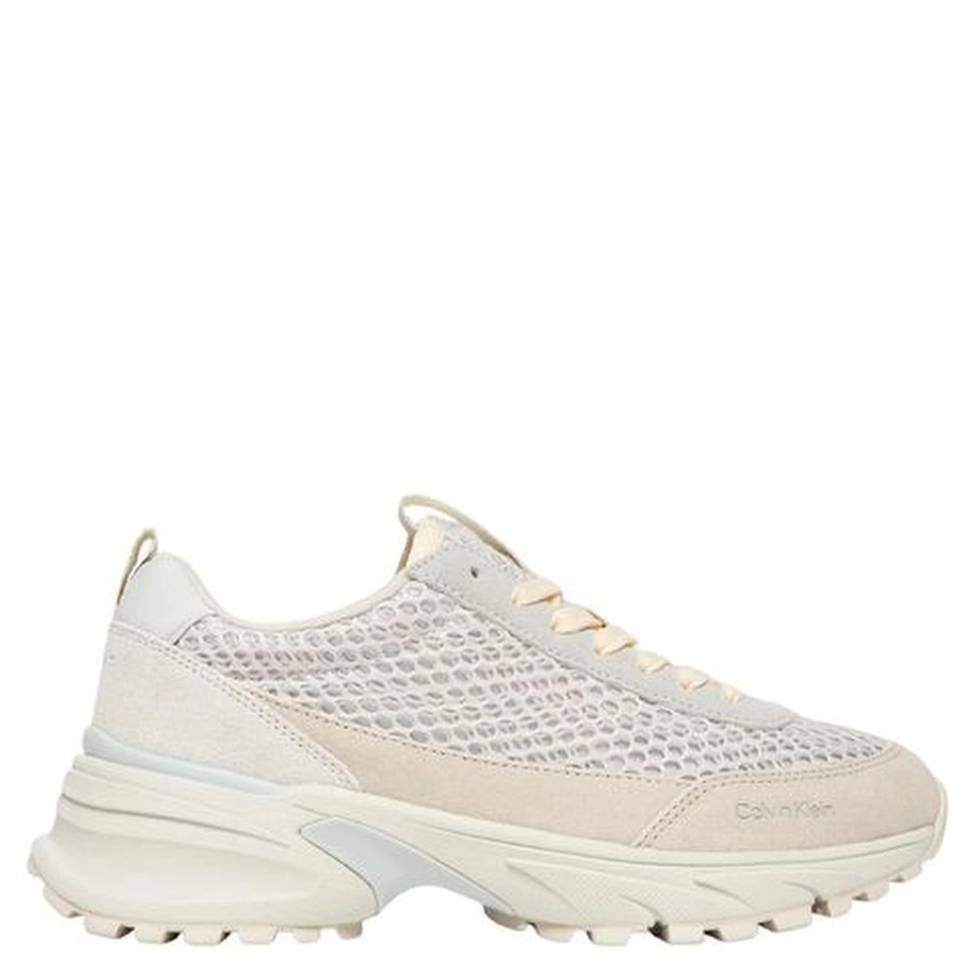 Beige Leather Chunky Sneakers