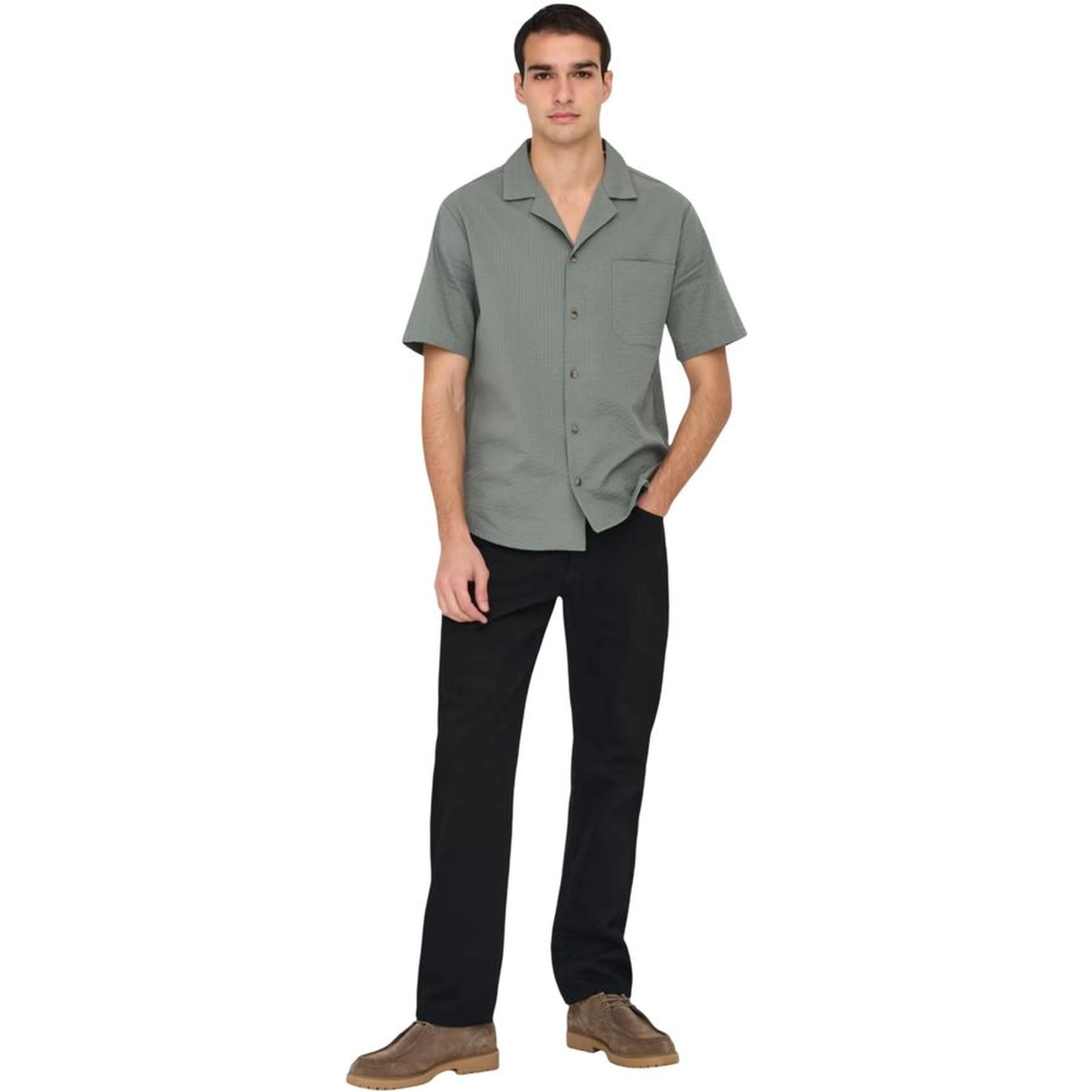 Green Cotton Shortsleeve Shirt