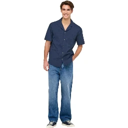 Blue Cotton Shortsleeve Shirt