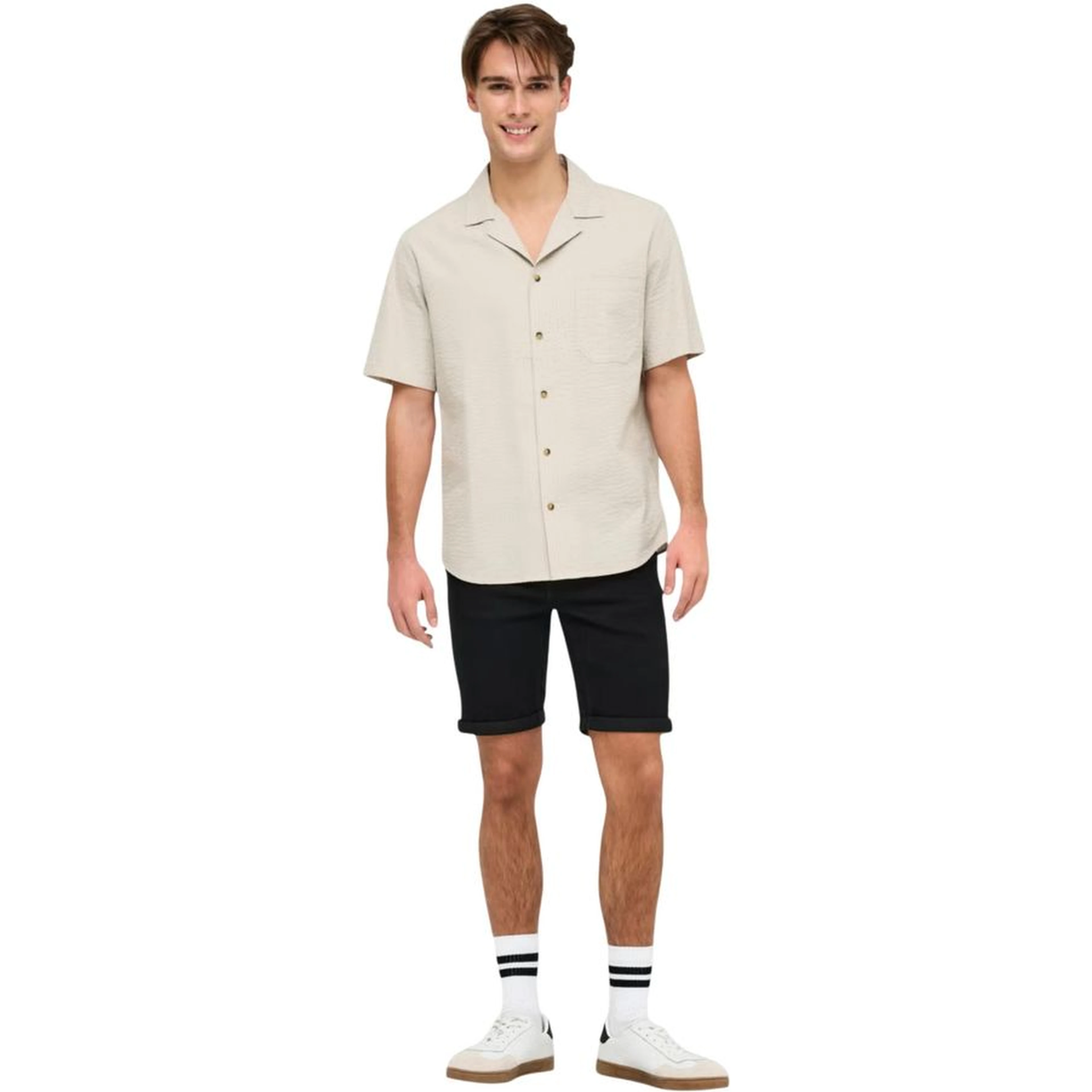 Beige Cotton Shortsleeve Shirt