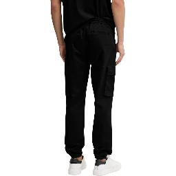Black Cotton Casual Pants