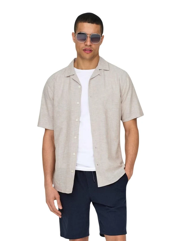 Beige Linen Shortsleeve Shirt