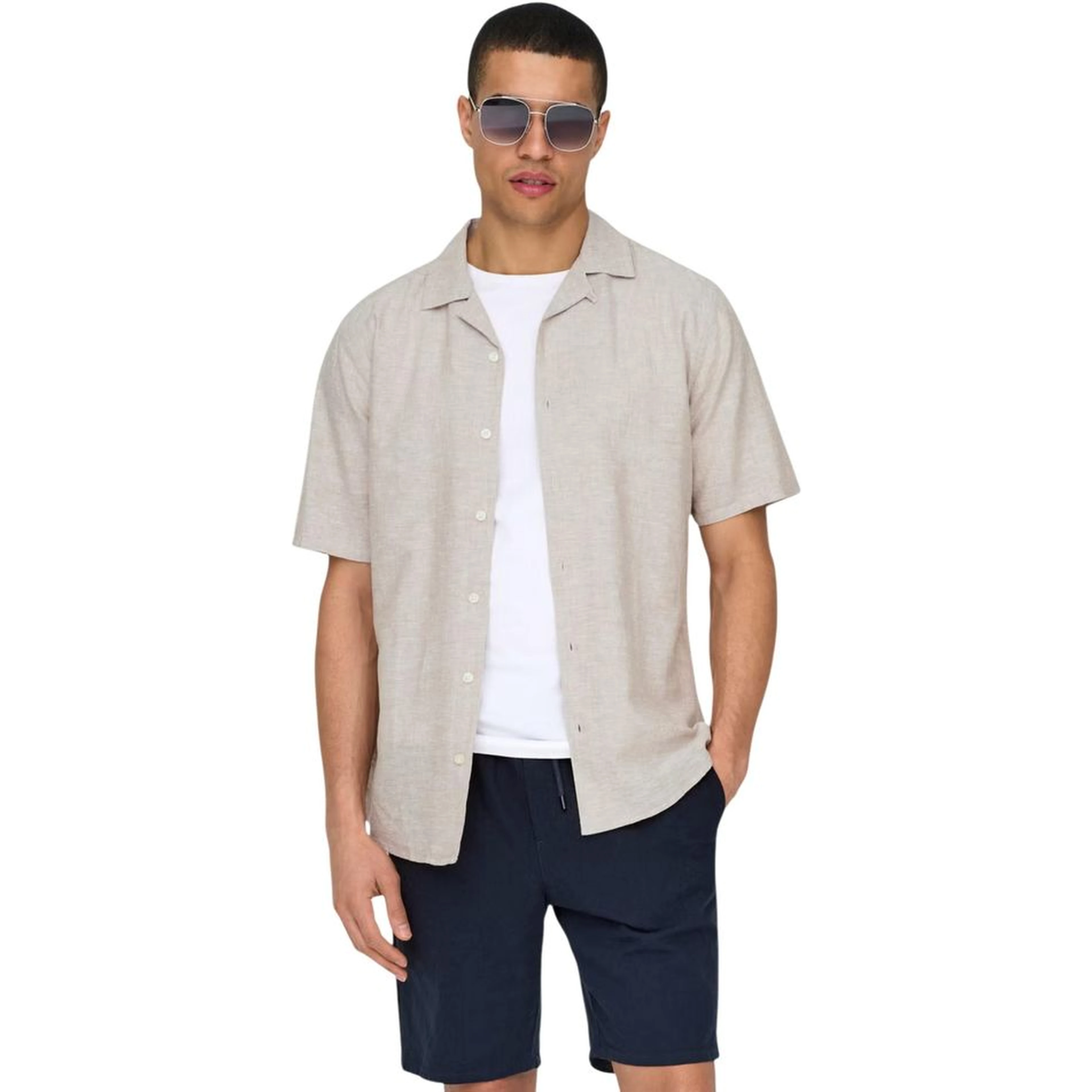 Beige Linen Shortsleeve Shirt