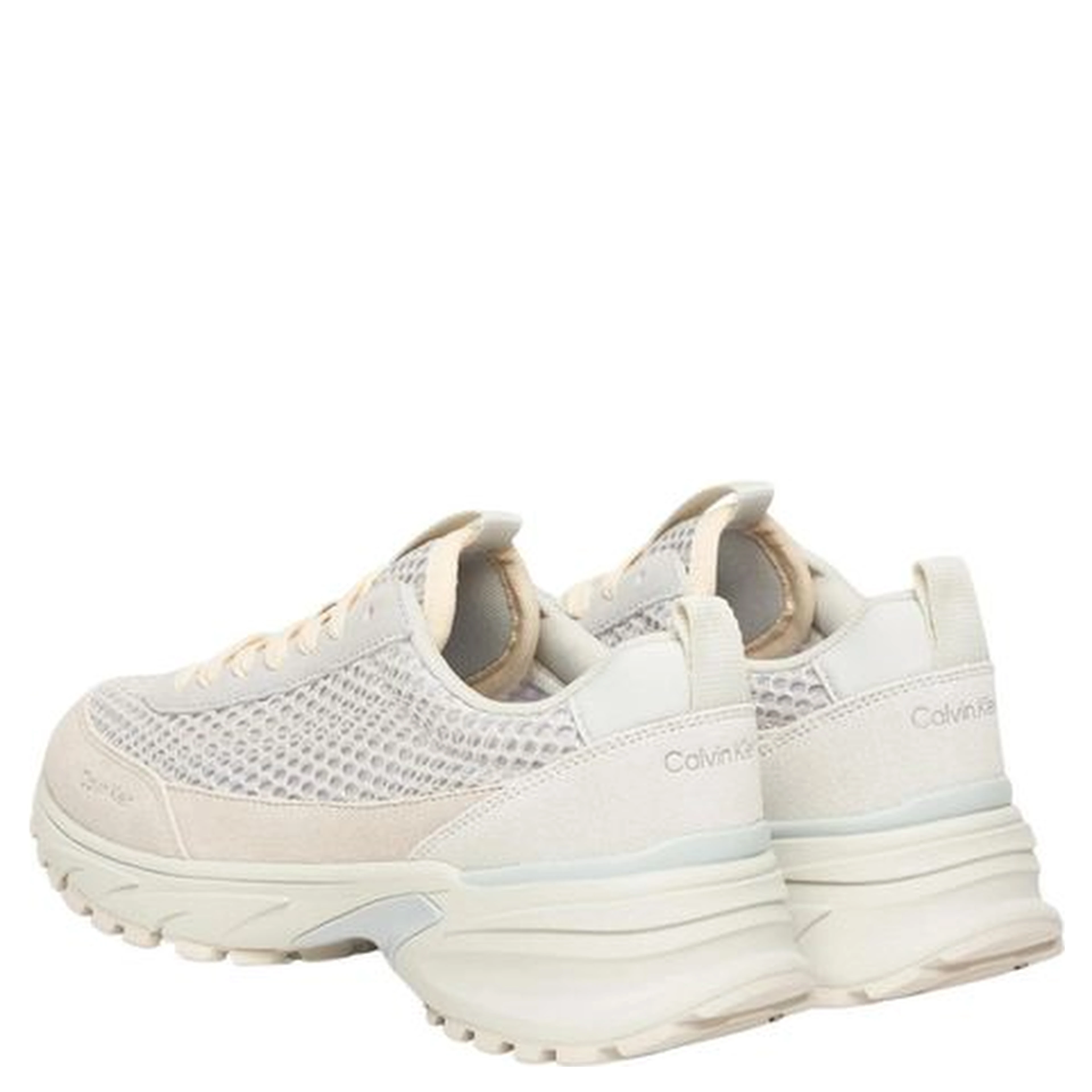Beige Leather Chunky Sneakers