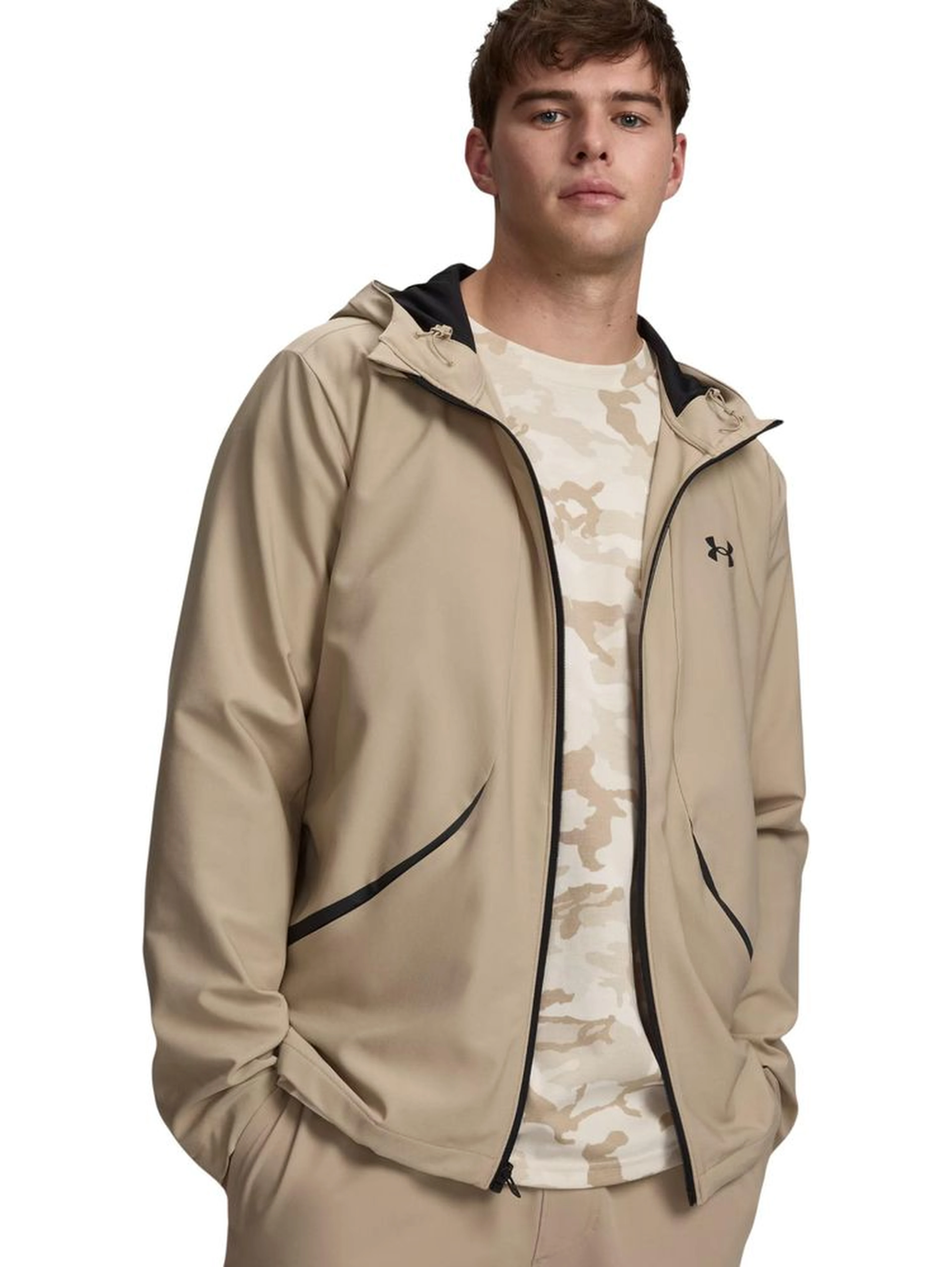 Beige Polyester Hoodie