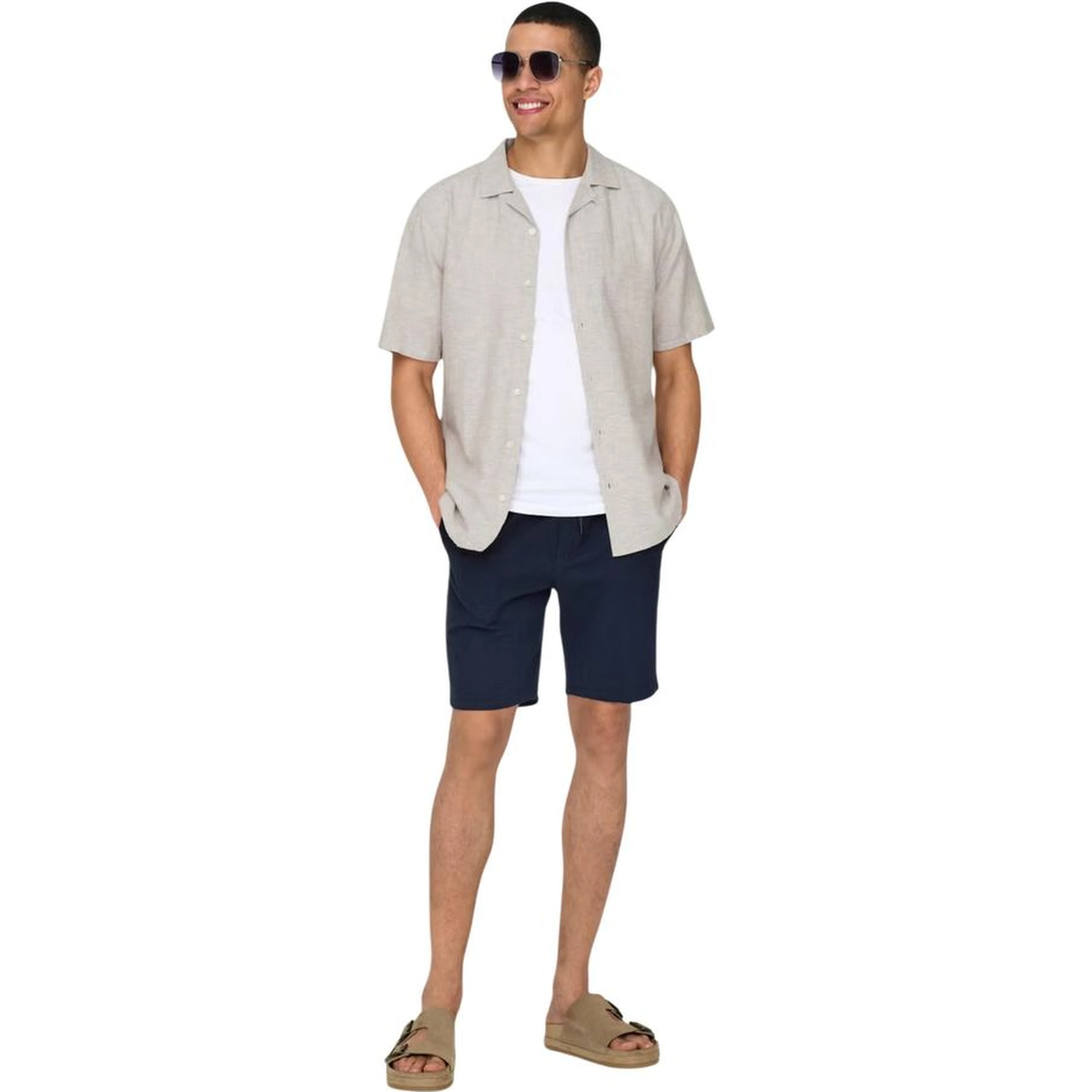 Beige Linen Shortsleeve Shirt
