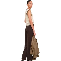 Beige Cotton Sleeveles T-Shirt