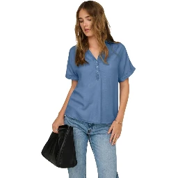 Blue Lyocell Shortsleeve Shirt