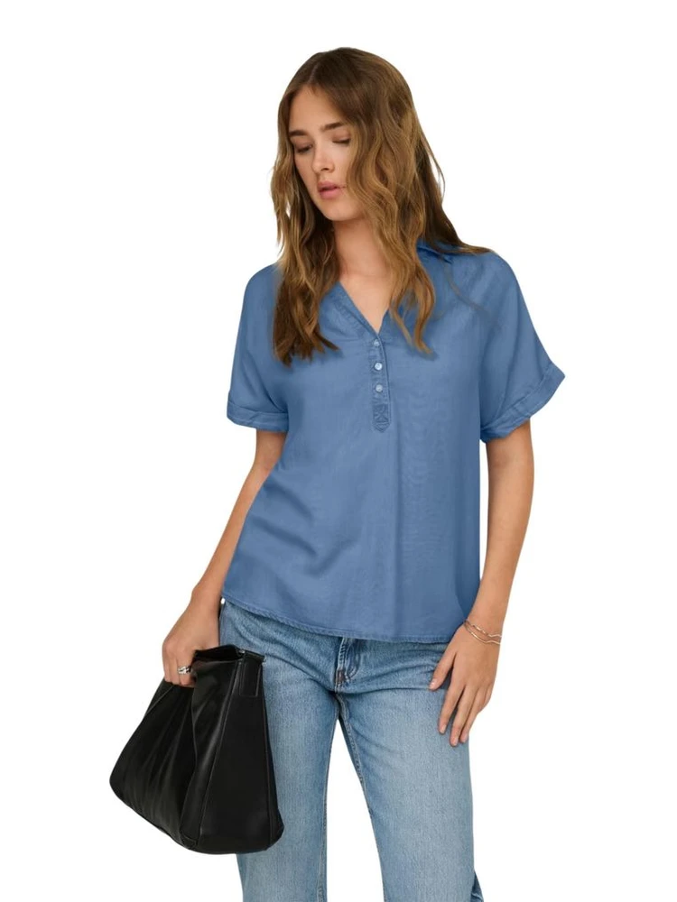 Blue Lyocell Shortsleeve Shirt