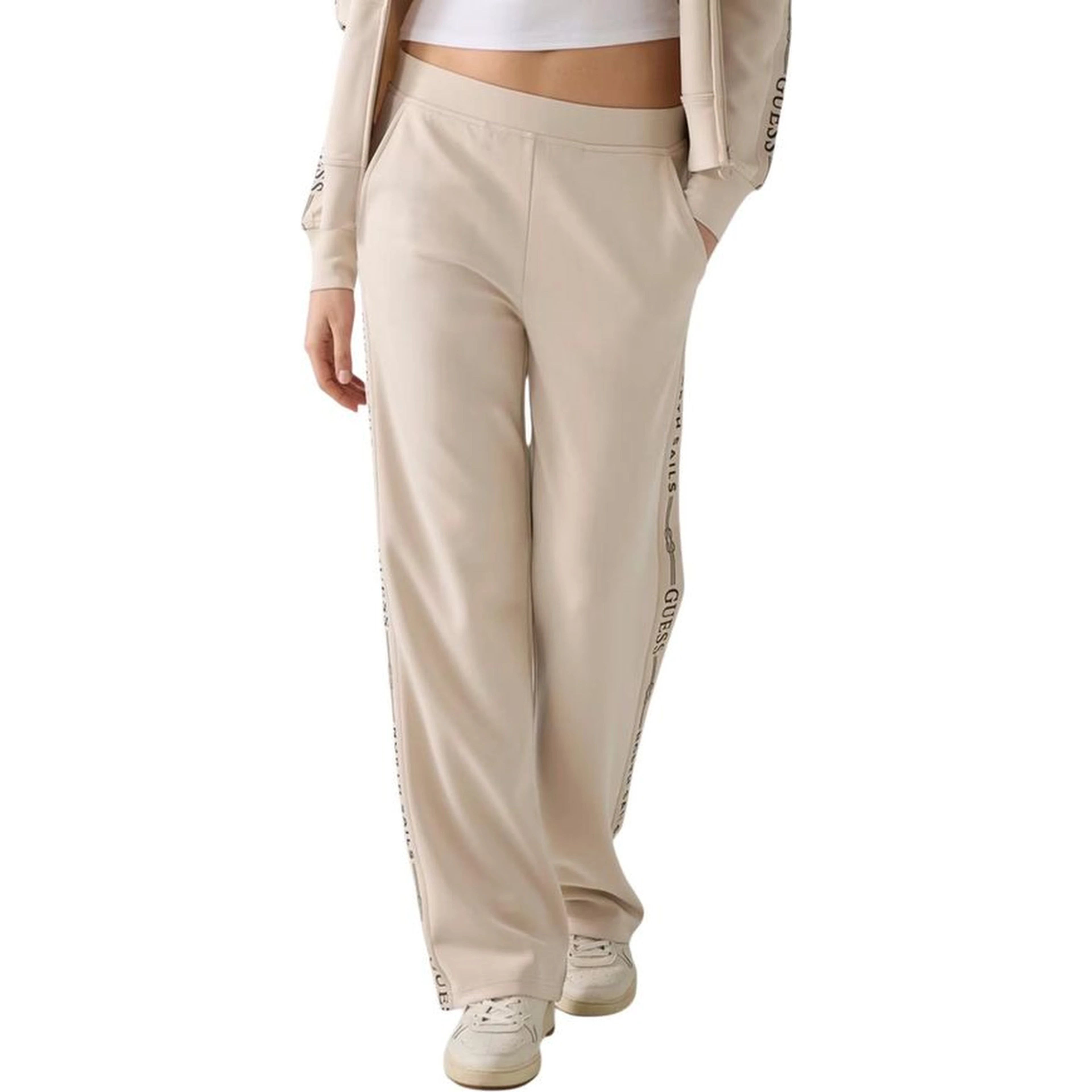 Beige Polyester Joggers (Workout Pants)