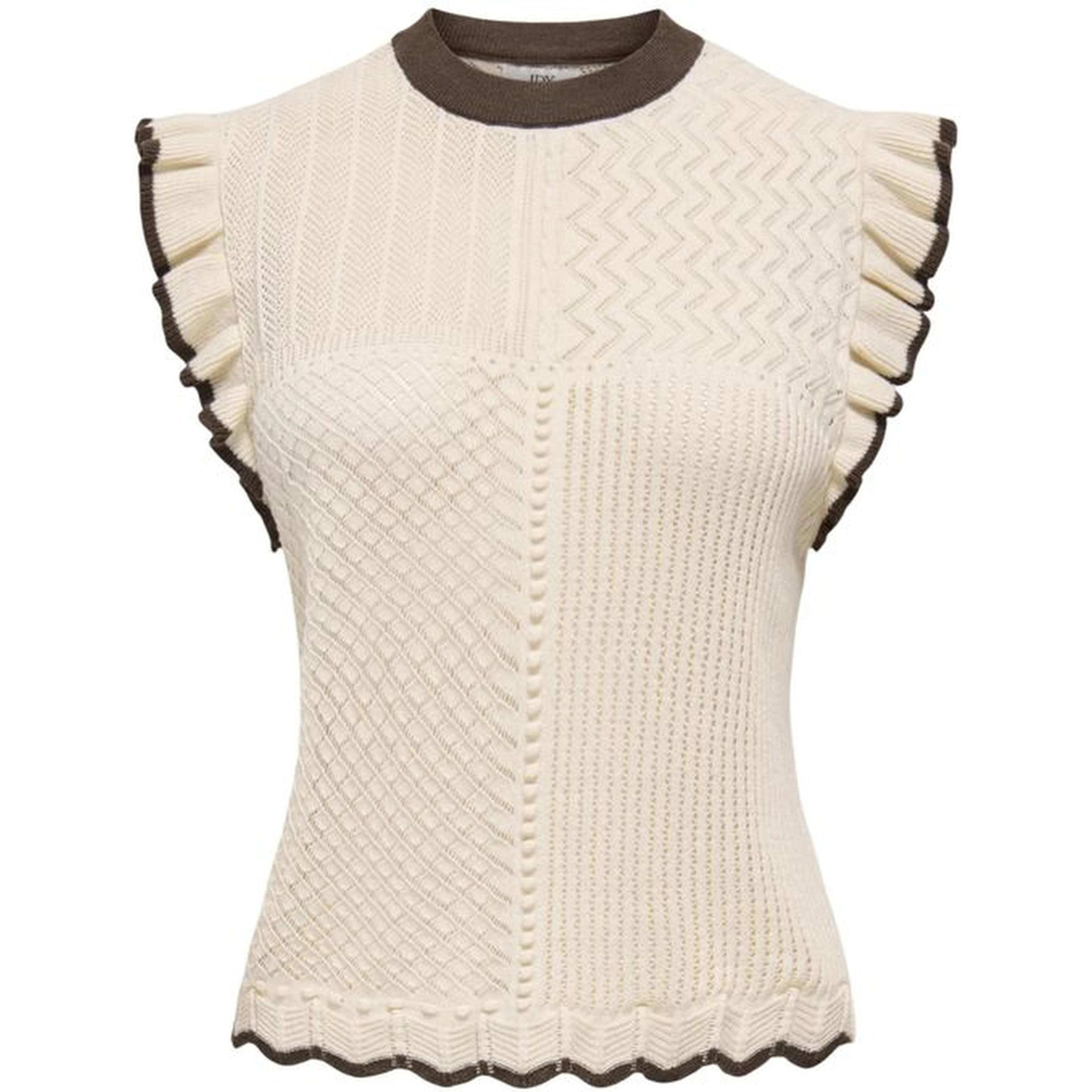 Beige Cotton Sleeveles T-Shirt