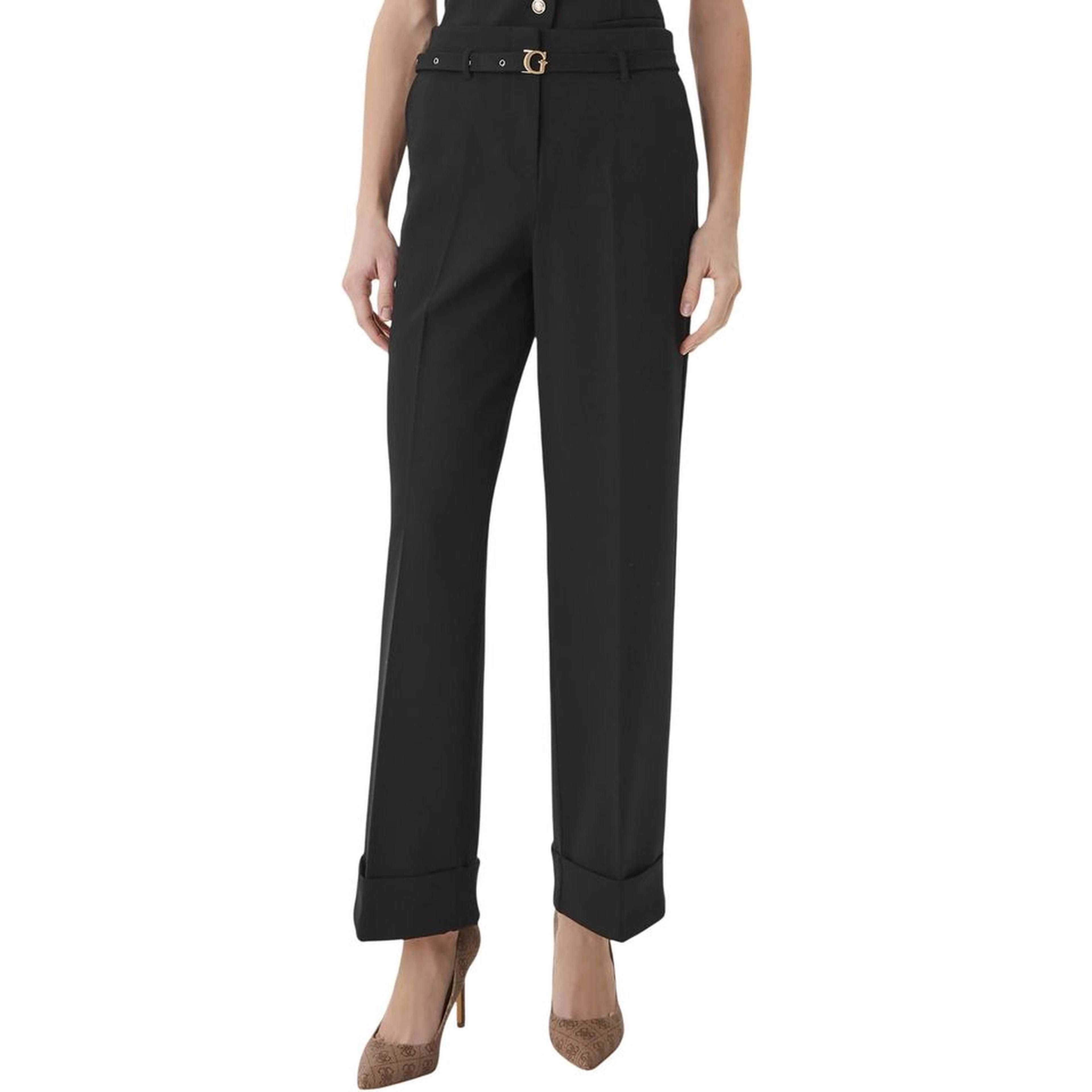 Black Viscose Casual Pants