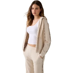 Beige Polyester Hoodie