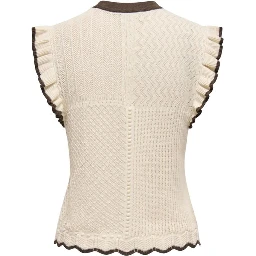 Beige Cotton Sleeveles T-Shirt