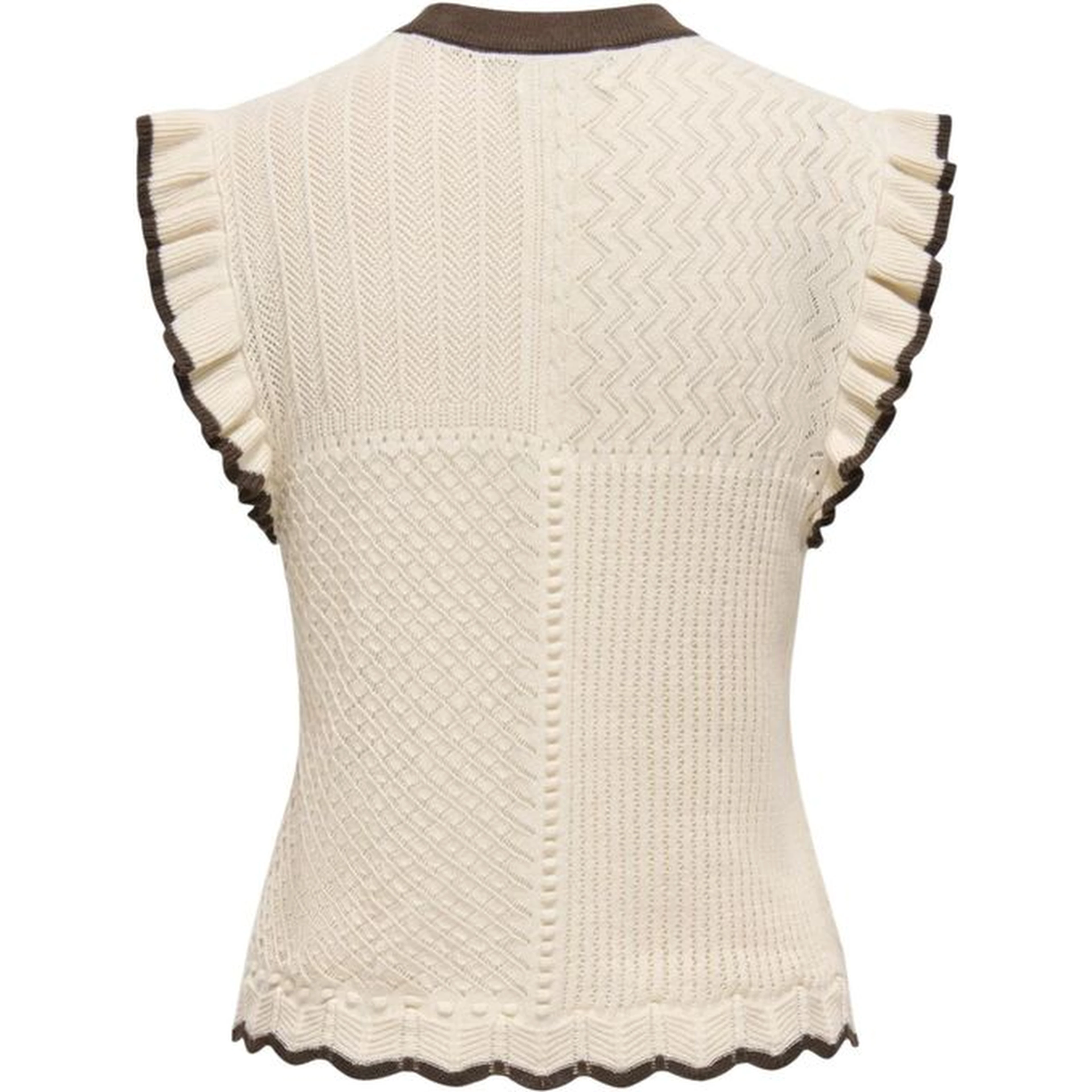 Beige Cotton Sleeveles T-Shirt