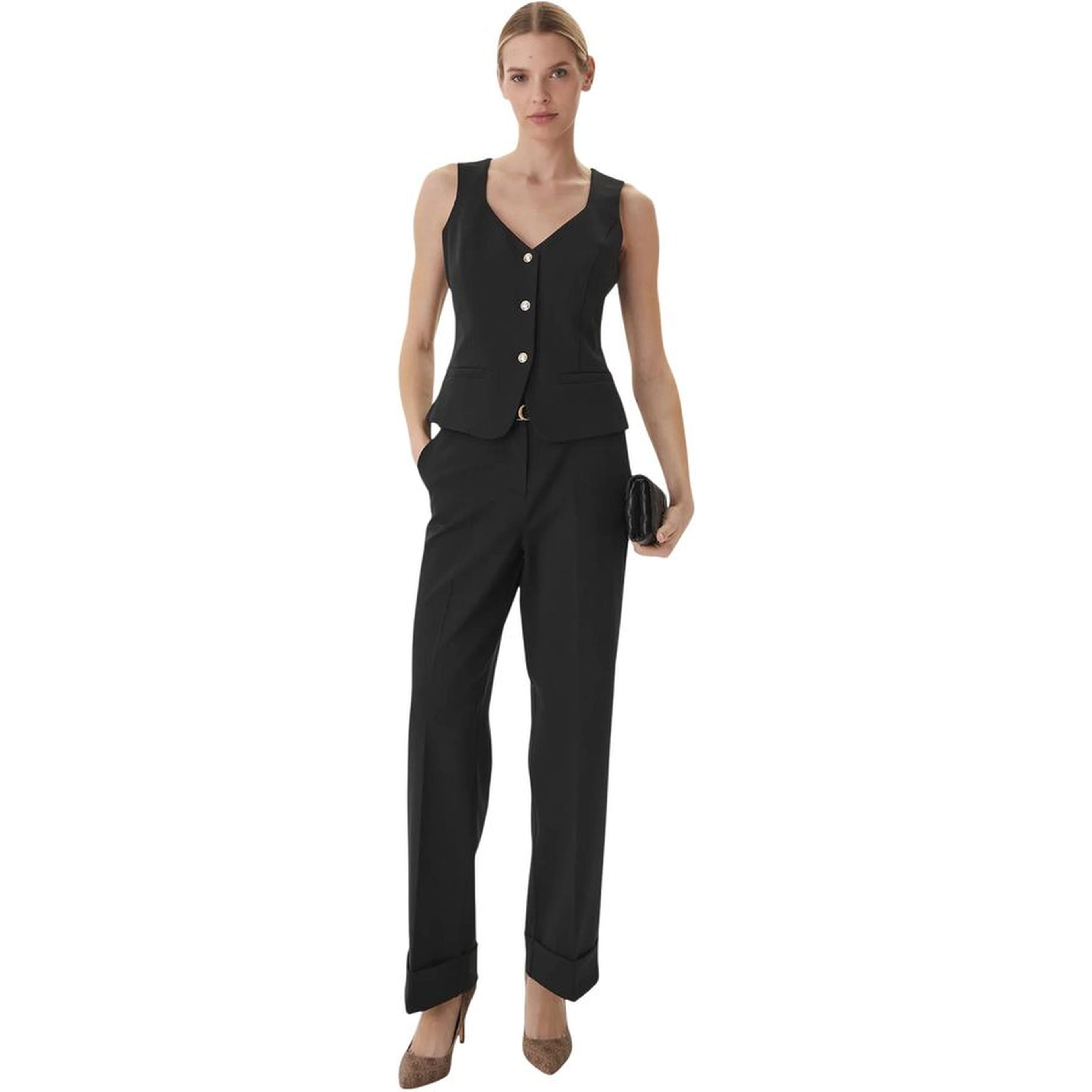 Black Viscose Casual Pants