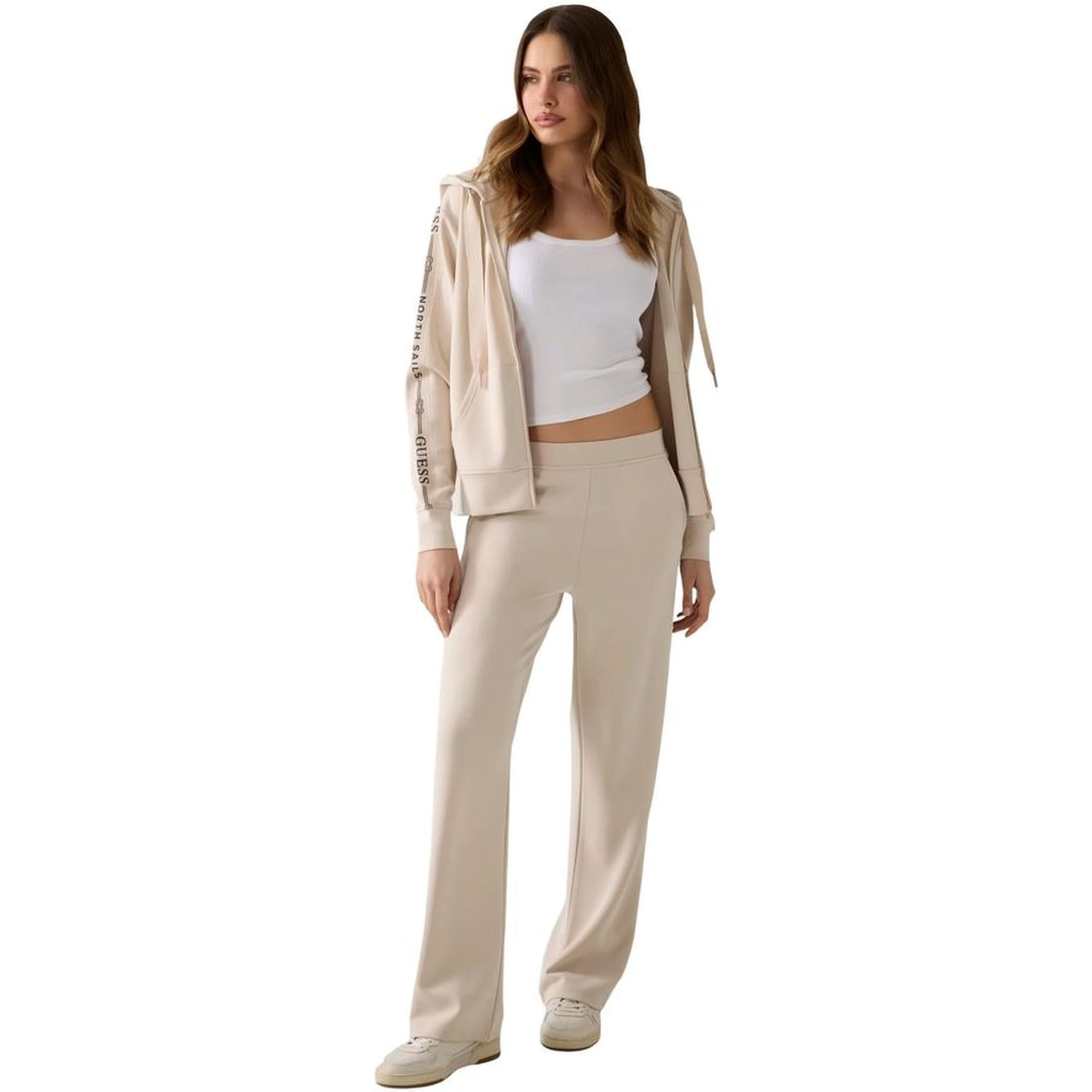 Beige Polyester Hoodie