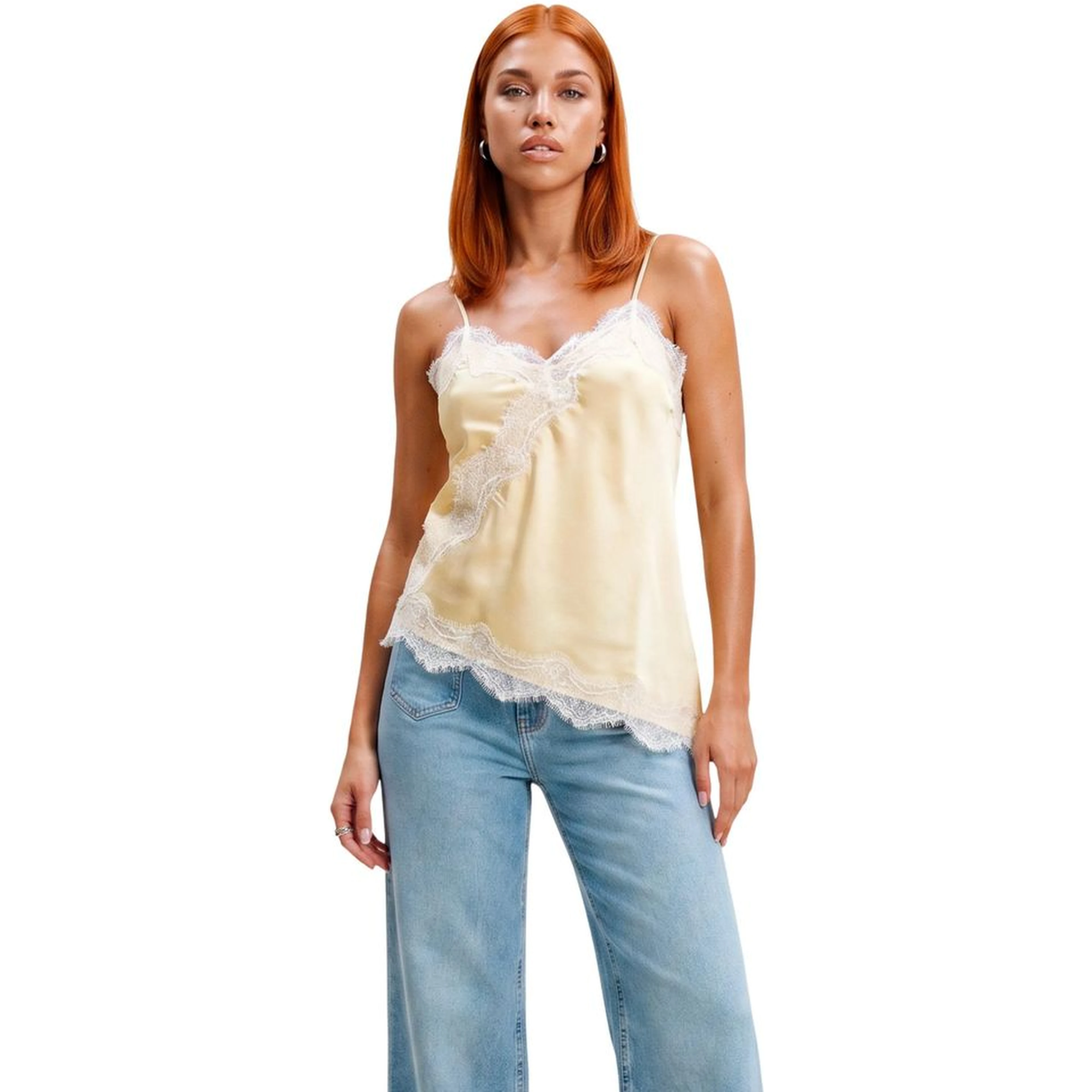 Beige Polyester Tank Tops