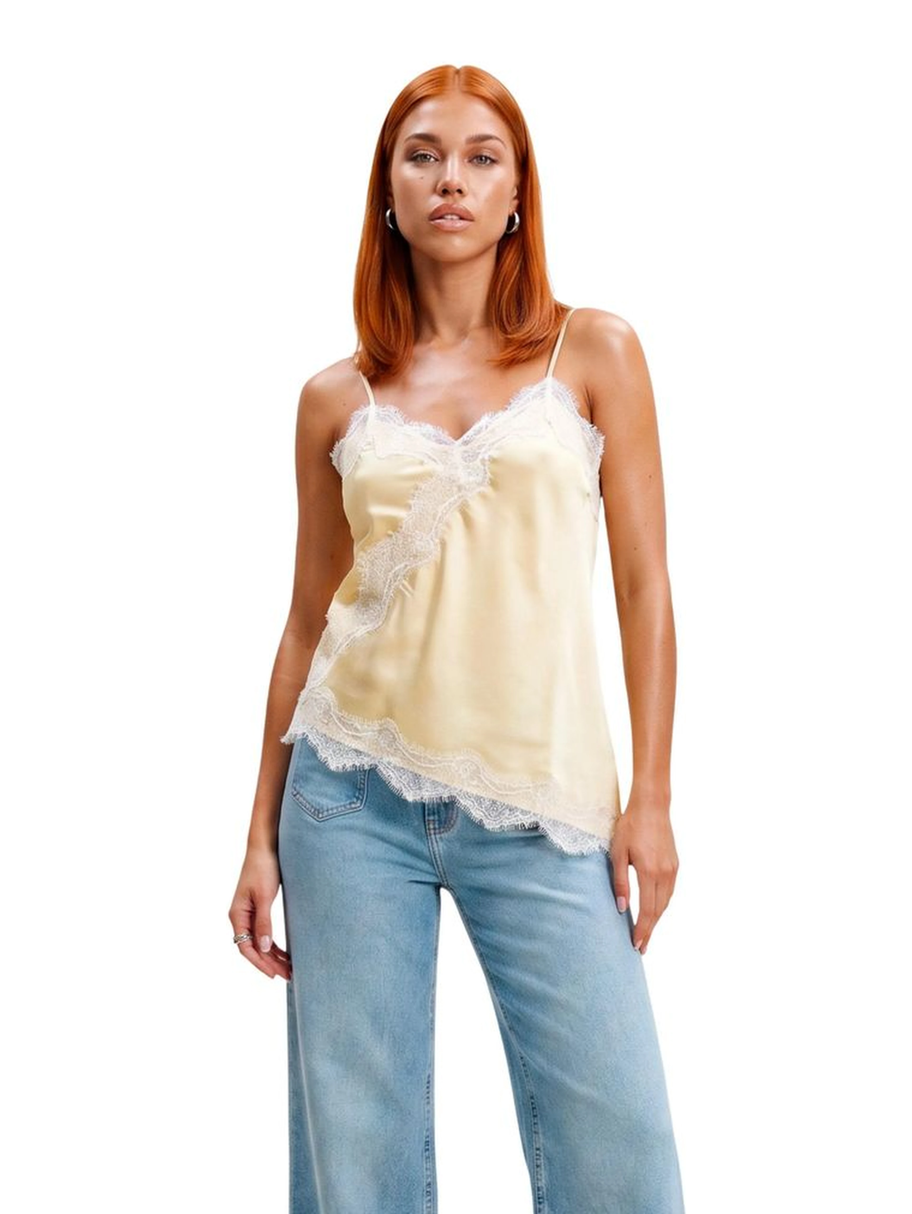 Beige Polyester Tank Tops