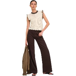 Beige Cotton Sleeveles T-Shirt