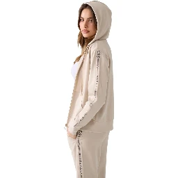 Beige Polyester Hoodie