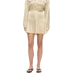 Beige Polyester Mini Skirt