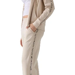 Beige Polyester Joggers (Workout Pants)