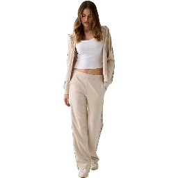 Beige Polyester Hoodie