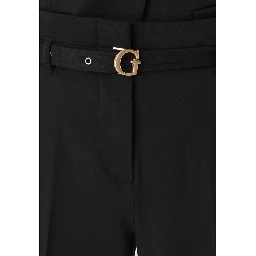 Black Viscose Casual Pants