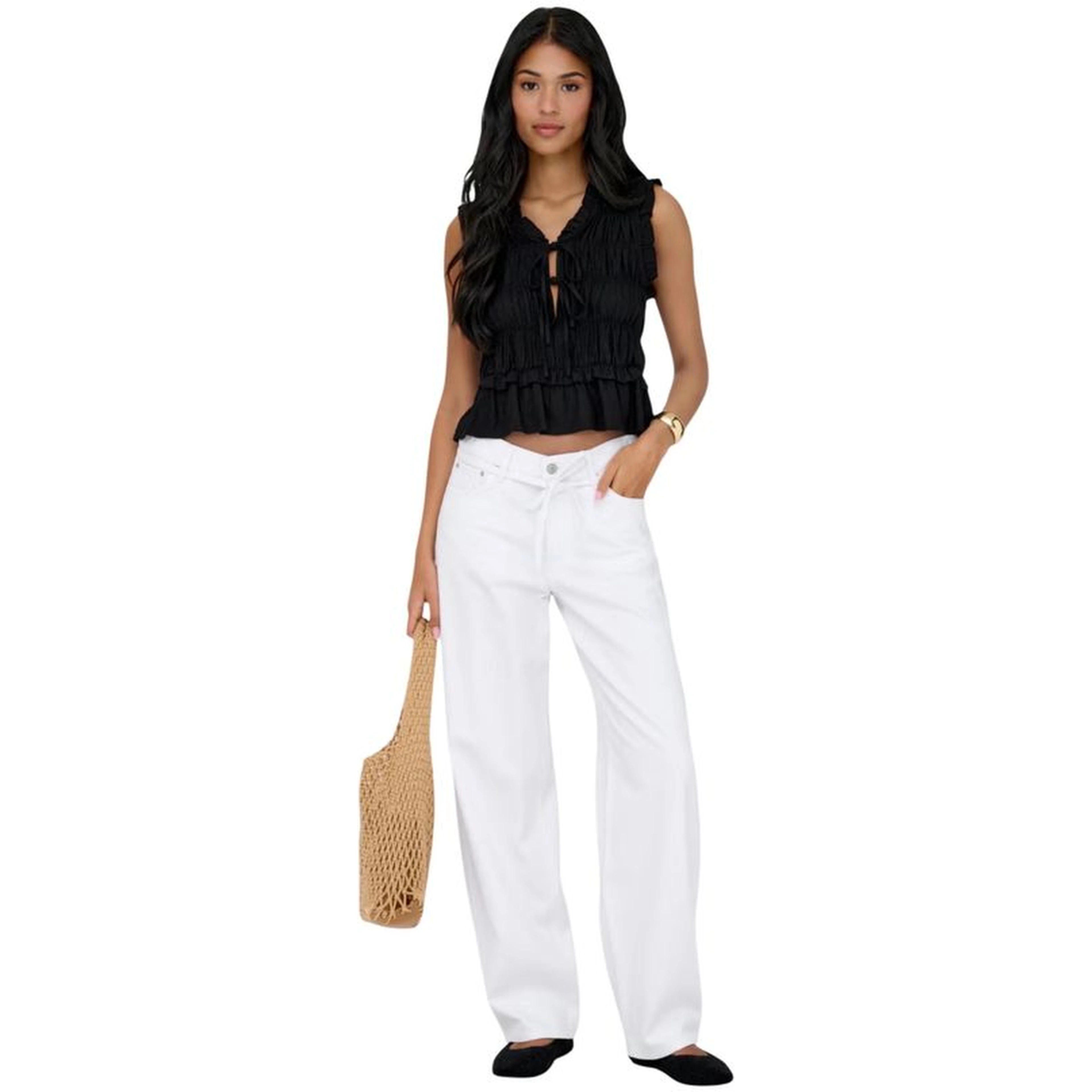 White Cotton Mom Jeans