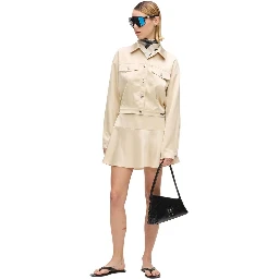 Beige Polyester Mini Skirt