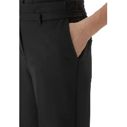 Black Viscose Casual Pants