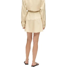 Beige Polyester Mini Skirt