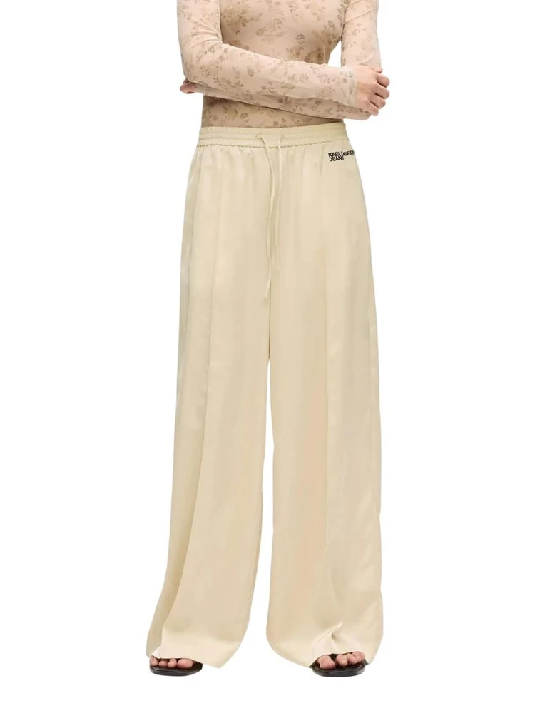 Beige Polyester Joggers (Workout Pants)