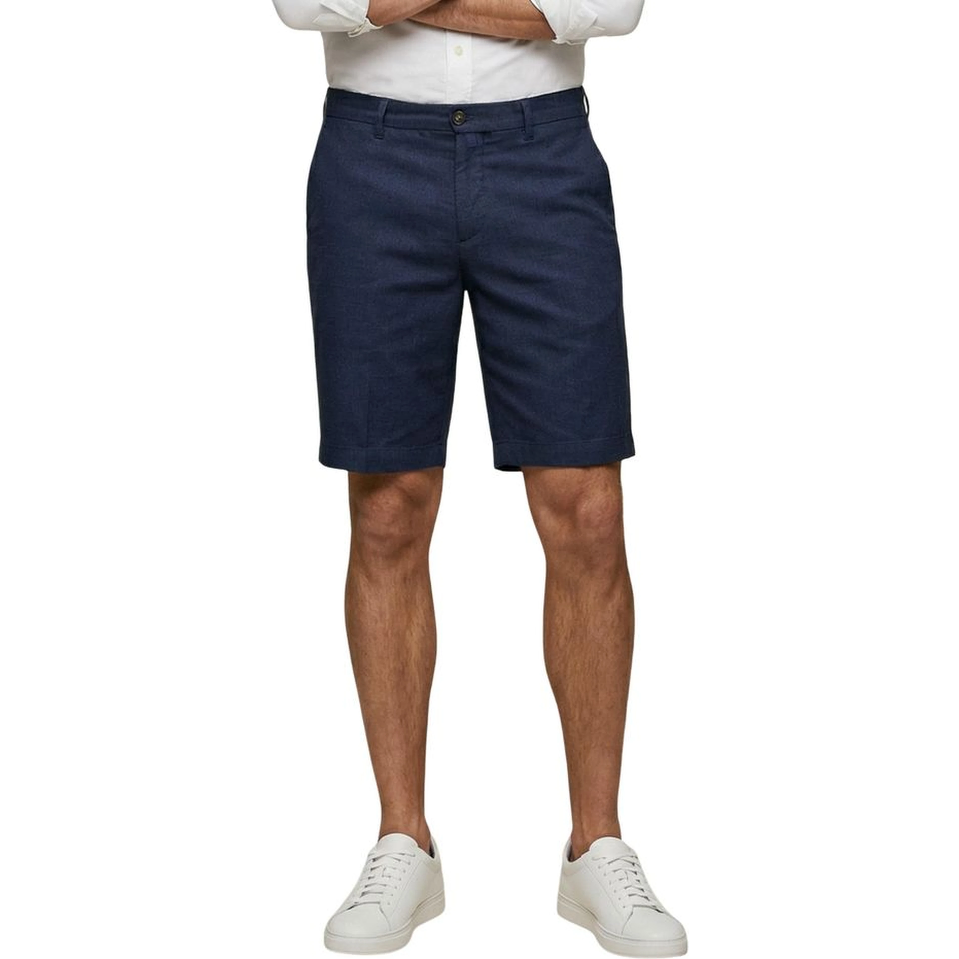 Blue Linen Bermuda Shorts