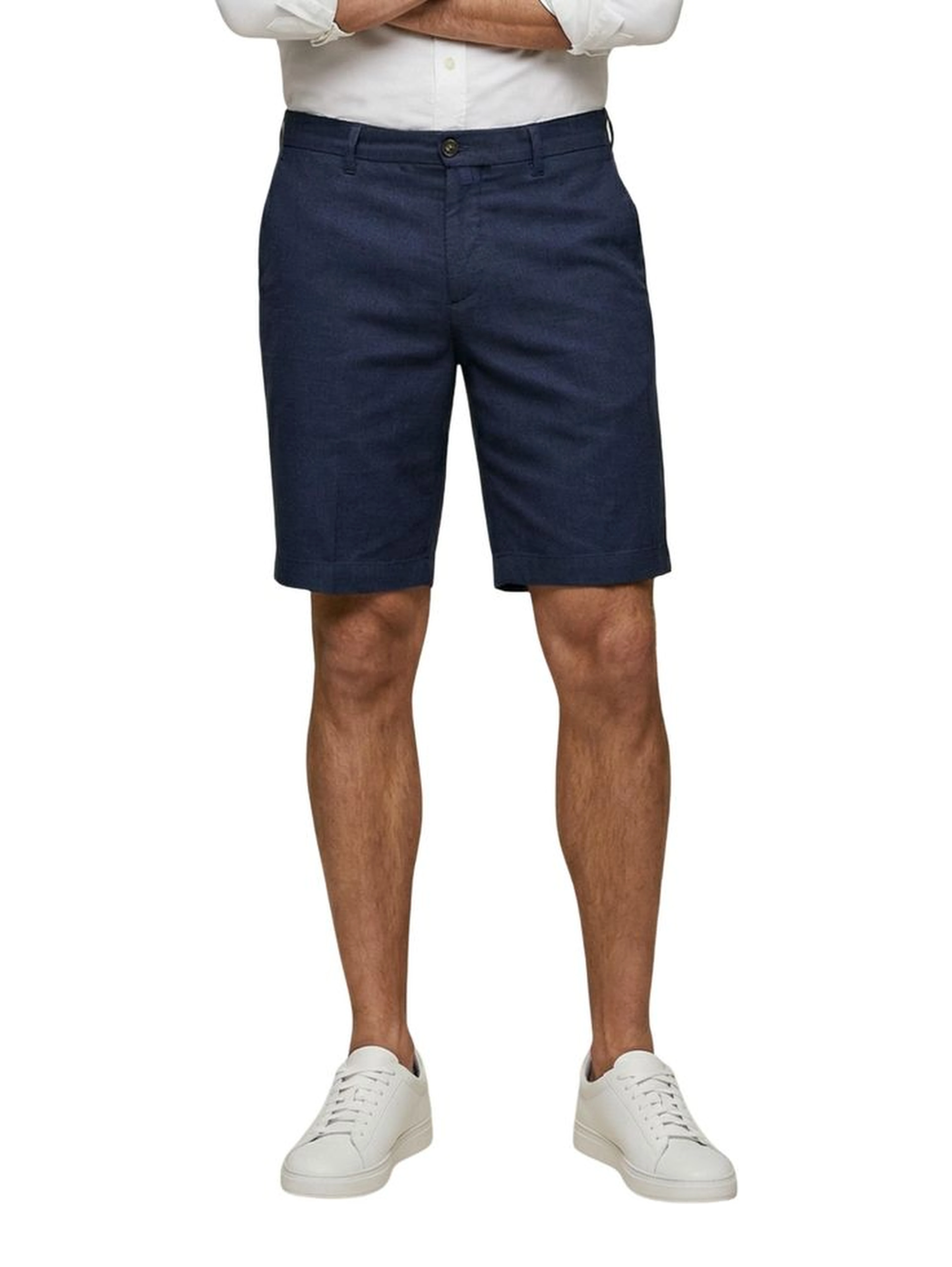 Blue Linen Bermuda Shorts