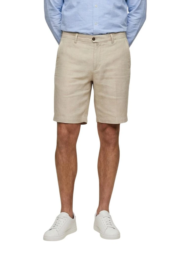 Beige Linen Bermuda Shorts