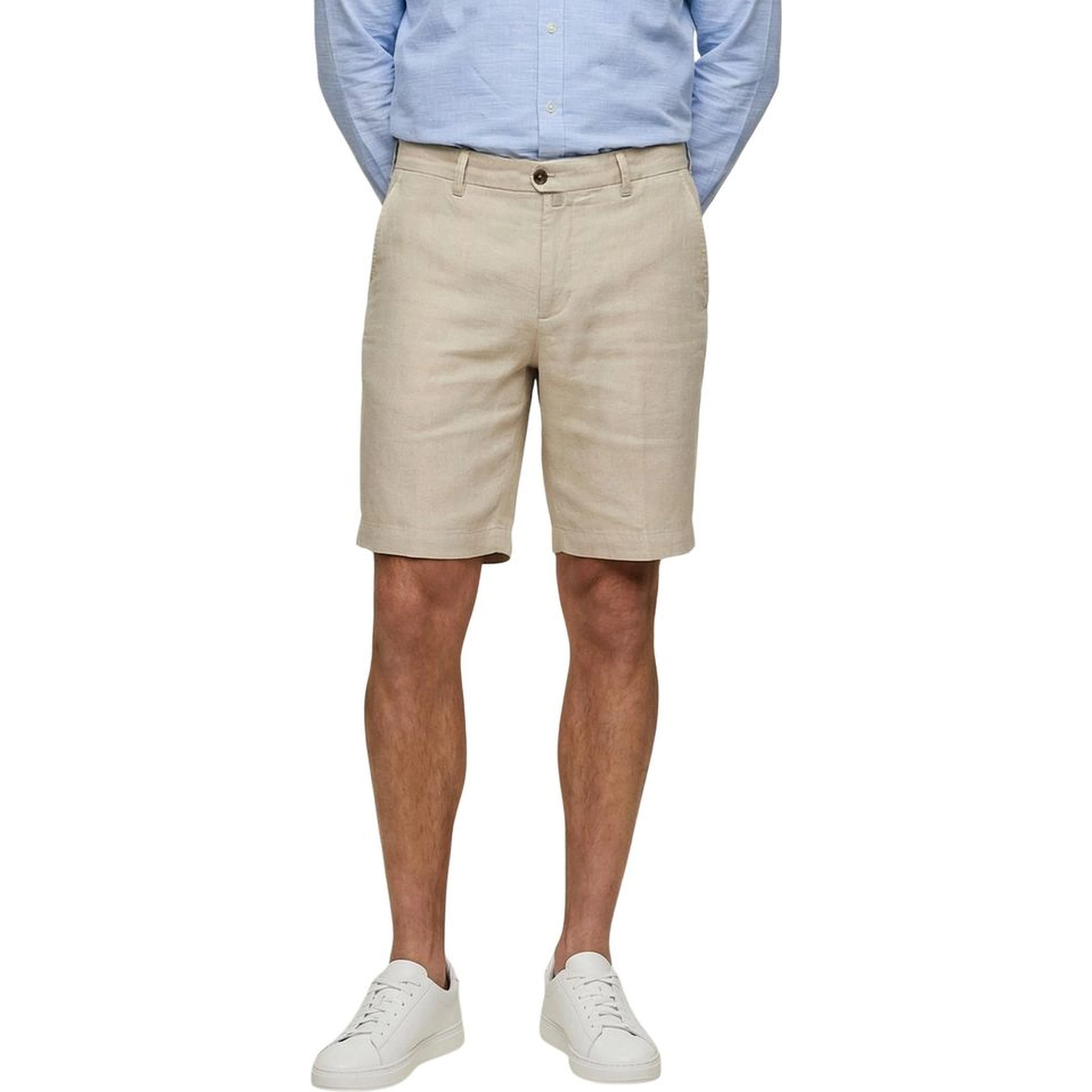Beige Linen Bermuda Shorts