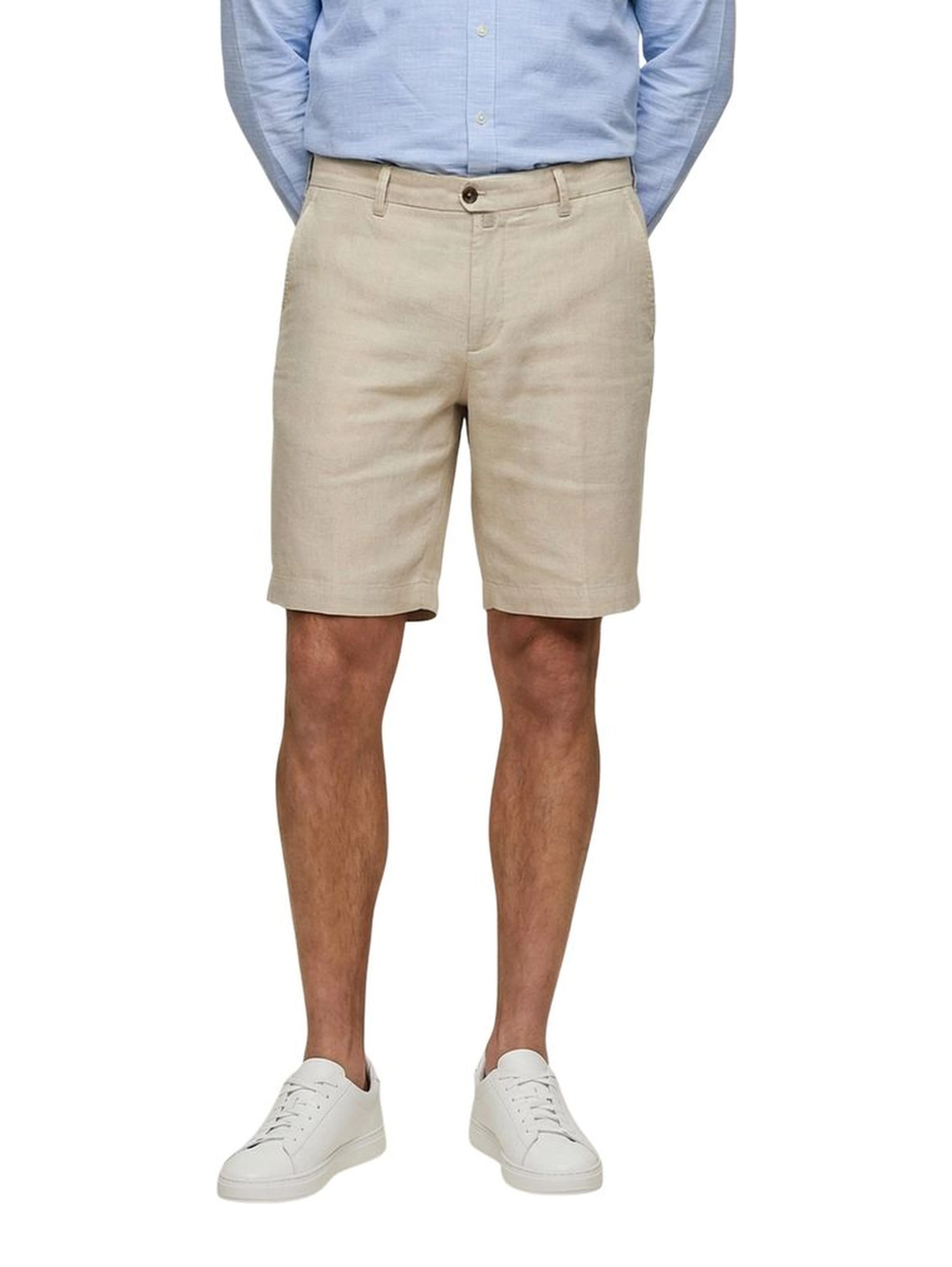Beige Linen Bermuda Shorts