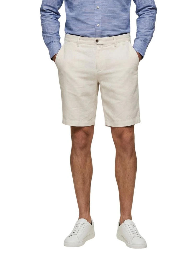 White Linen Bermuda Shorts