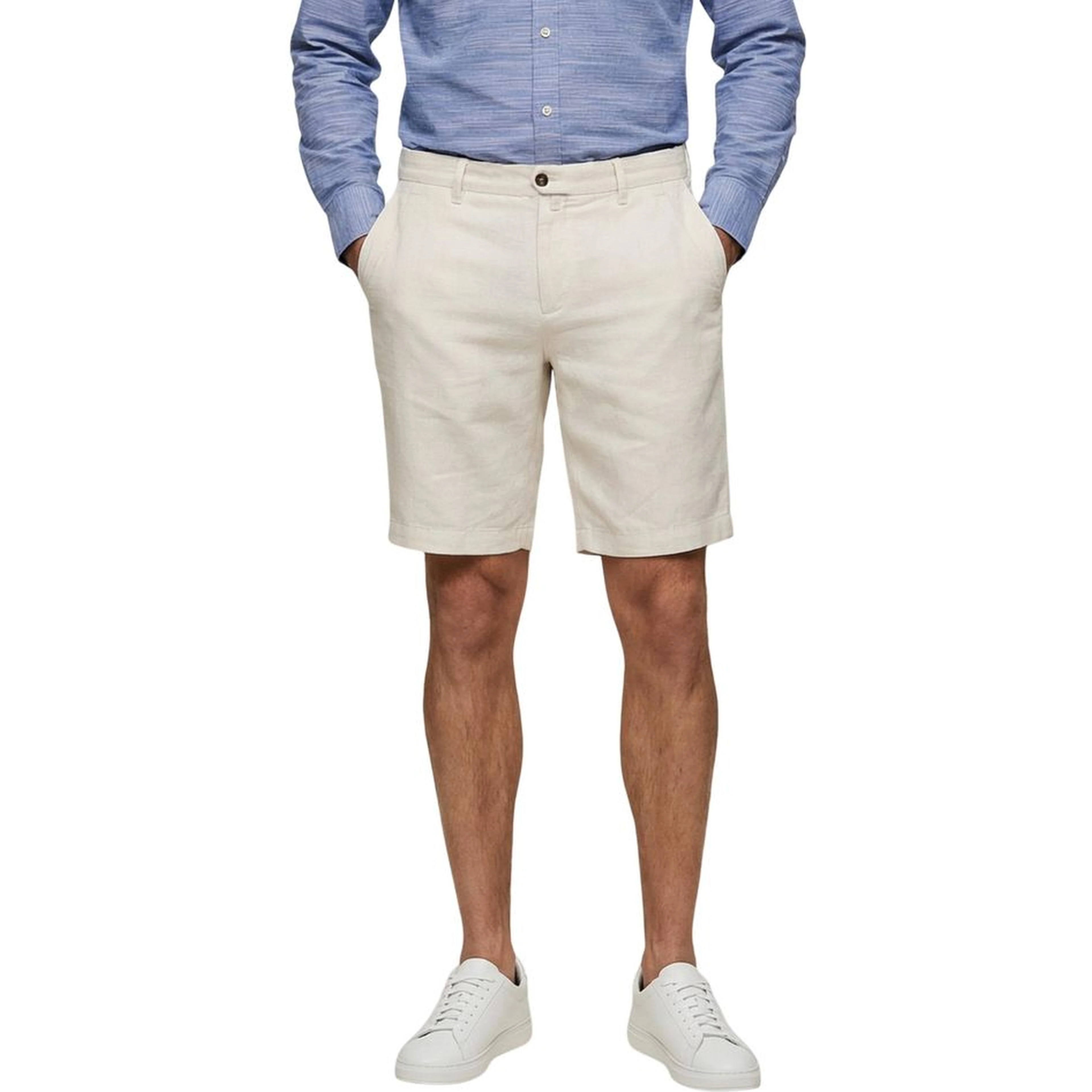 White Linen Bermuda Shorts