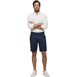 Blue Linen Bermuda Shorts