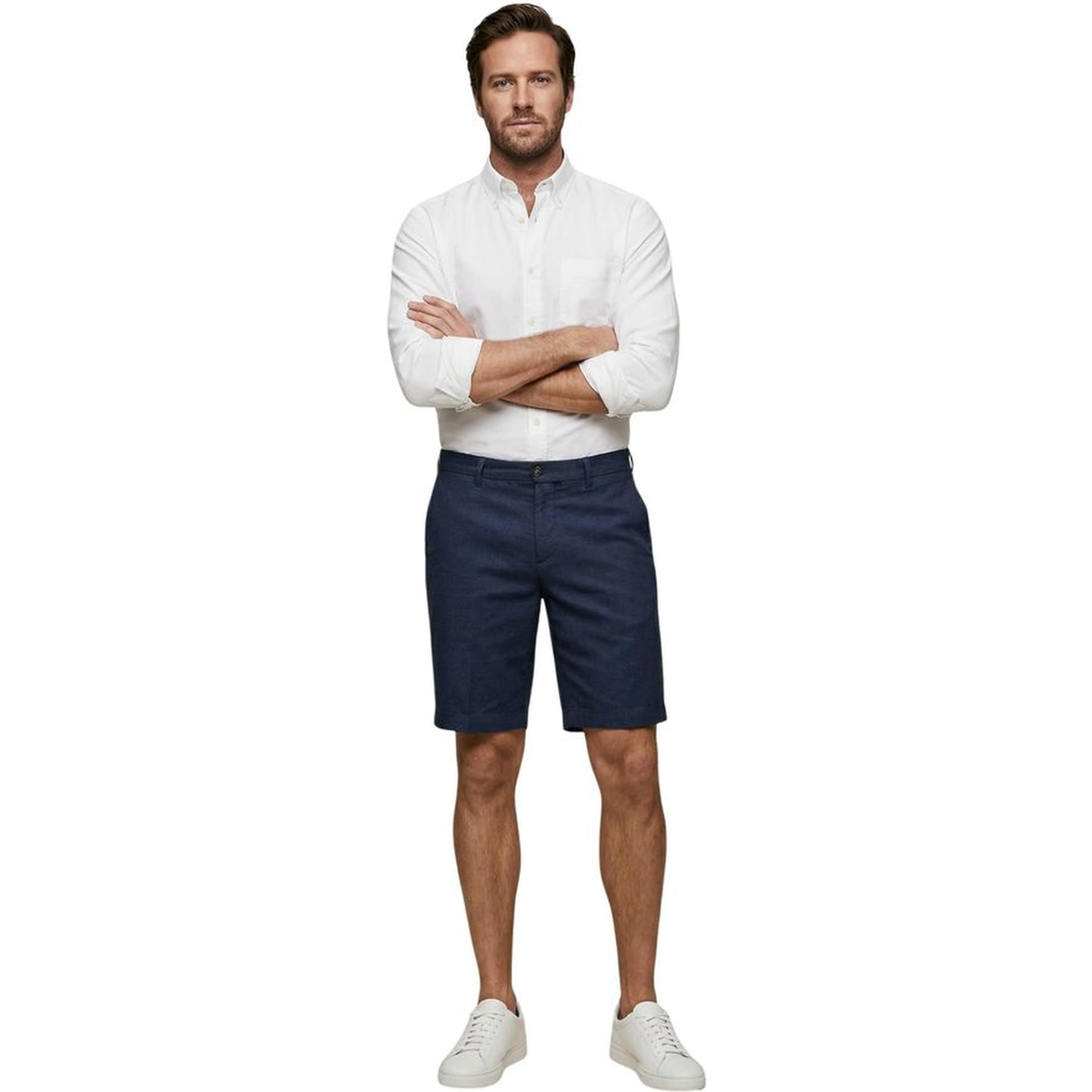 Blue Linen Bermuda Shorts