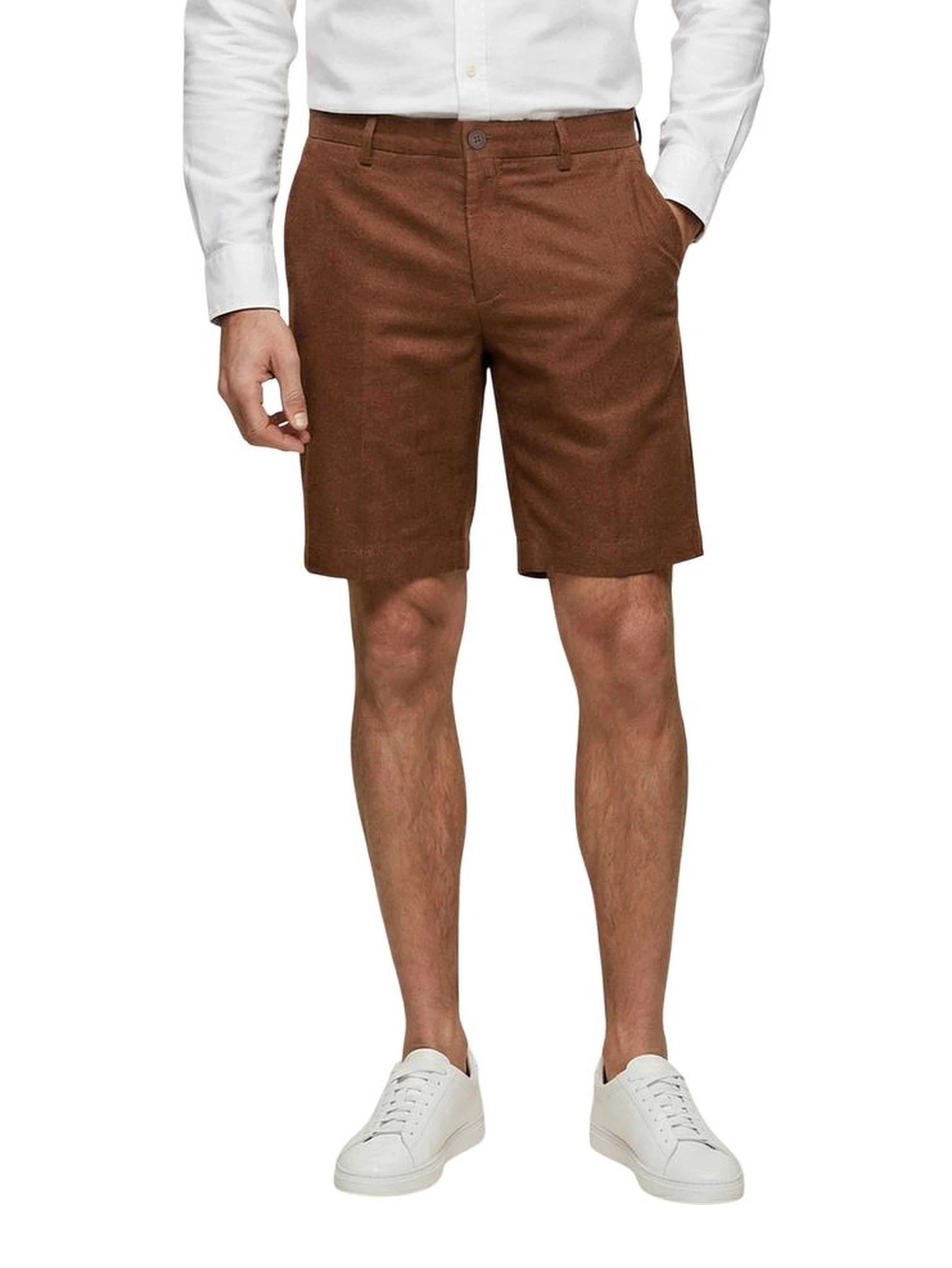 Beige Linen Bermuda Shorts